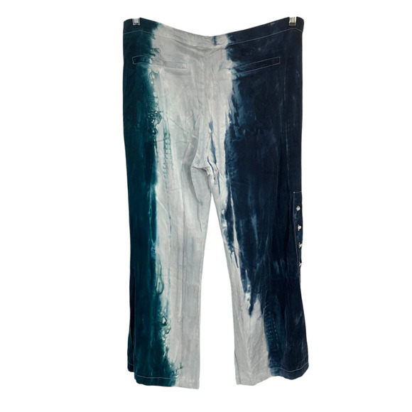 NEW Chaser Sz M Blue Tie Dye Button Trim Cropped Beach Pull On Pants Swim Cover - Picture 7 of 7